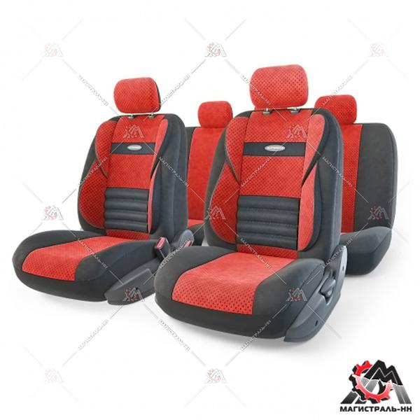 Чехлы на сиденья универсальные "COMFORT Combo" с ортопедической поддержкой (черный/красный) М