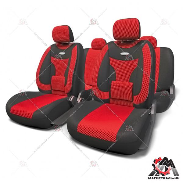 Чехлы на сиденья универсальные "COMFORT Extra" с боковой ортопедической поддержкой (черн/красный) M