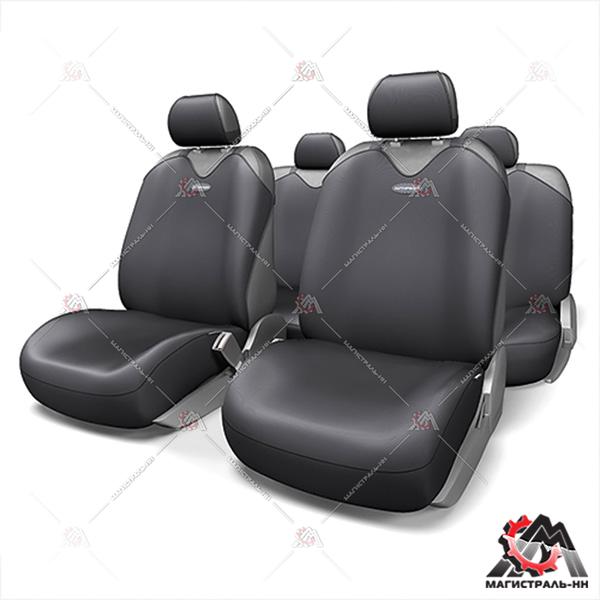 Чехлы на сиденья универсальные "маечка" "R-1 Sport plus" (черный) (к-т 9 пр)