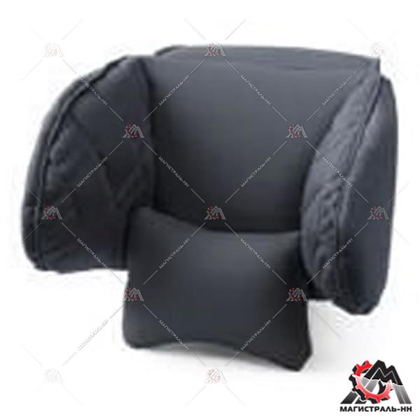 Подголовник "Comfort" экокожа, упругий каркас, подушка под шею (черный)