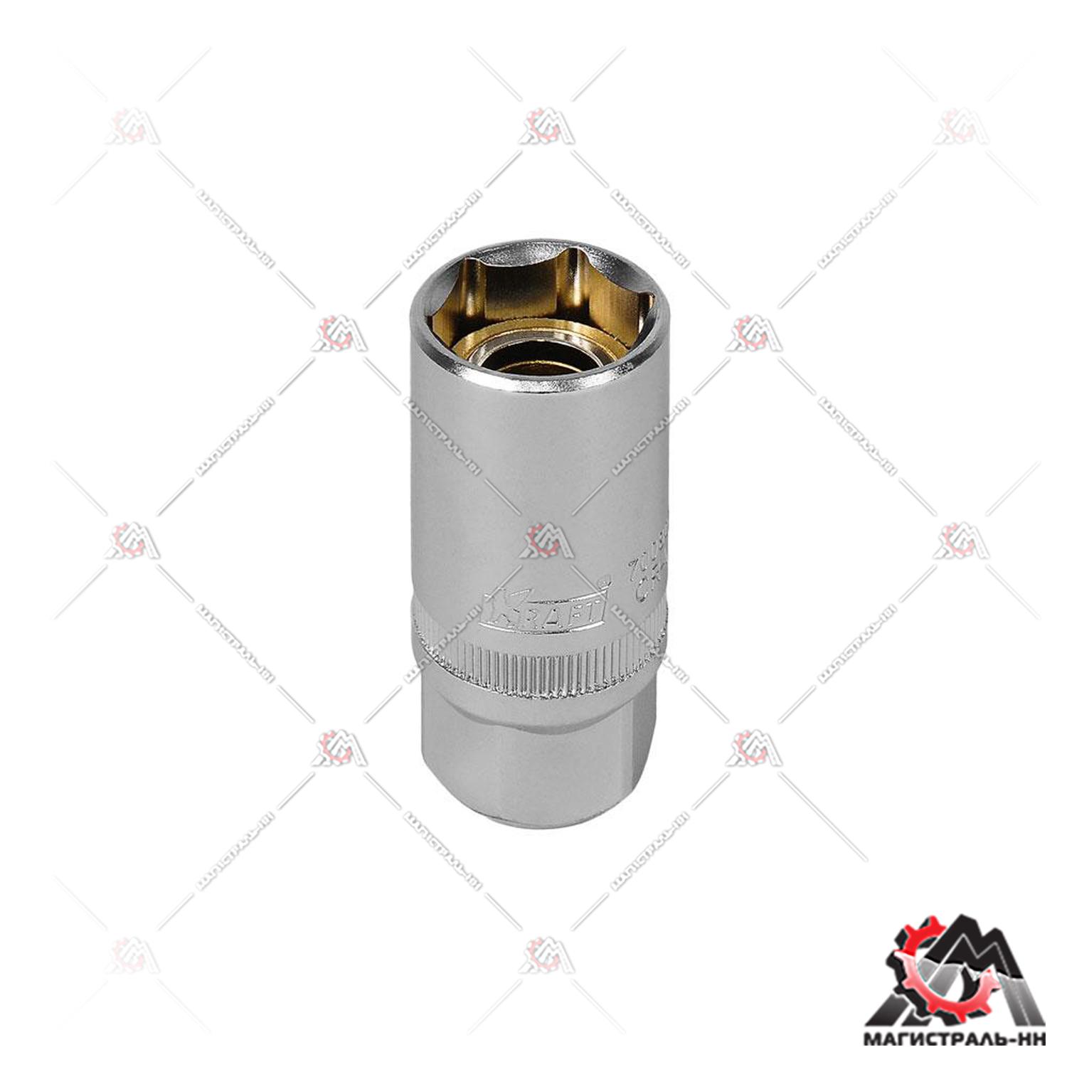 Головка 1/2" 21 мм свечная Dr глубокая c магнитом KRAFT