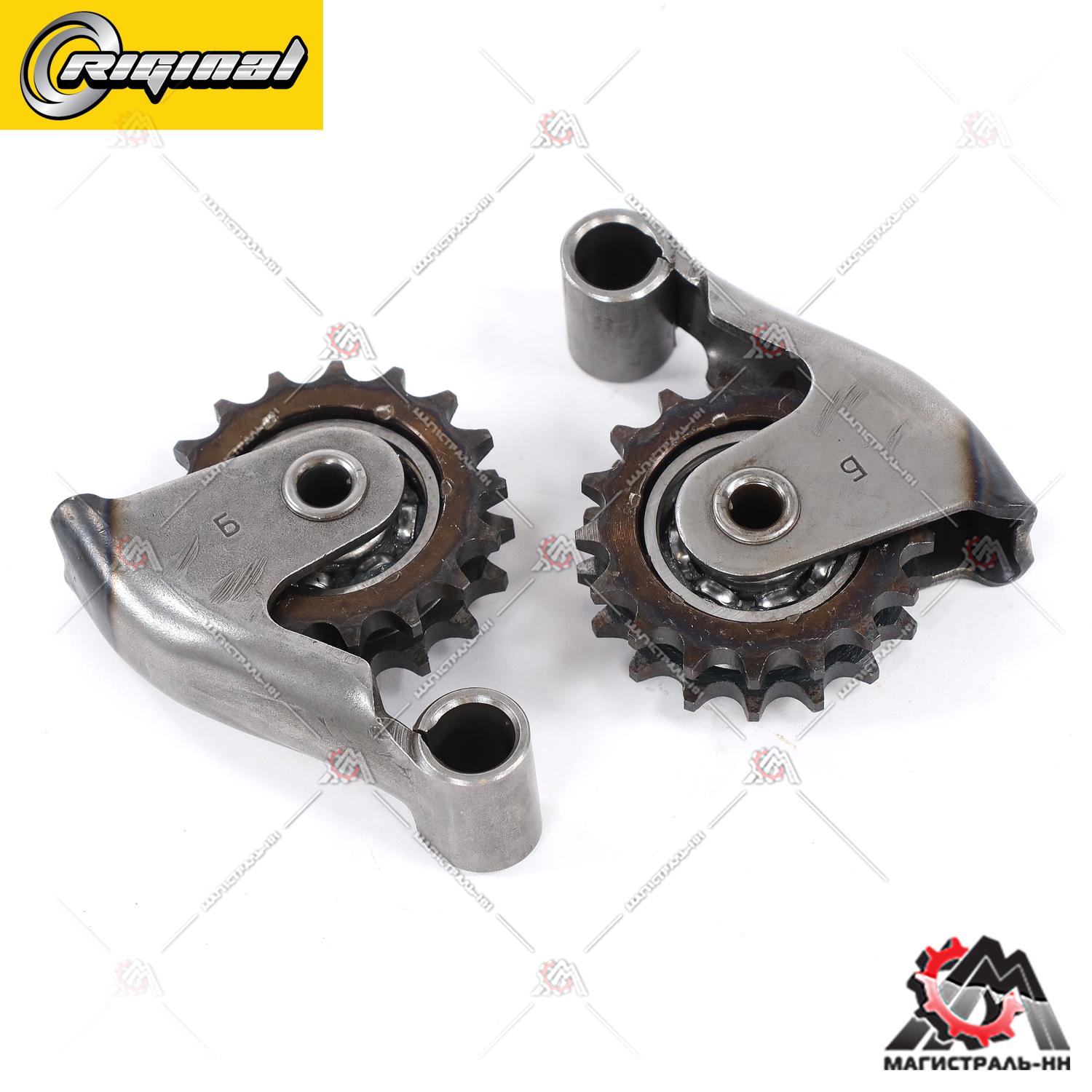 Рычаг натяжного устройства со звездочкой дв.406,405,409, Евро-3 (цепь 72/92 звена) (кт 2 шт) Riginal