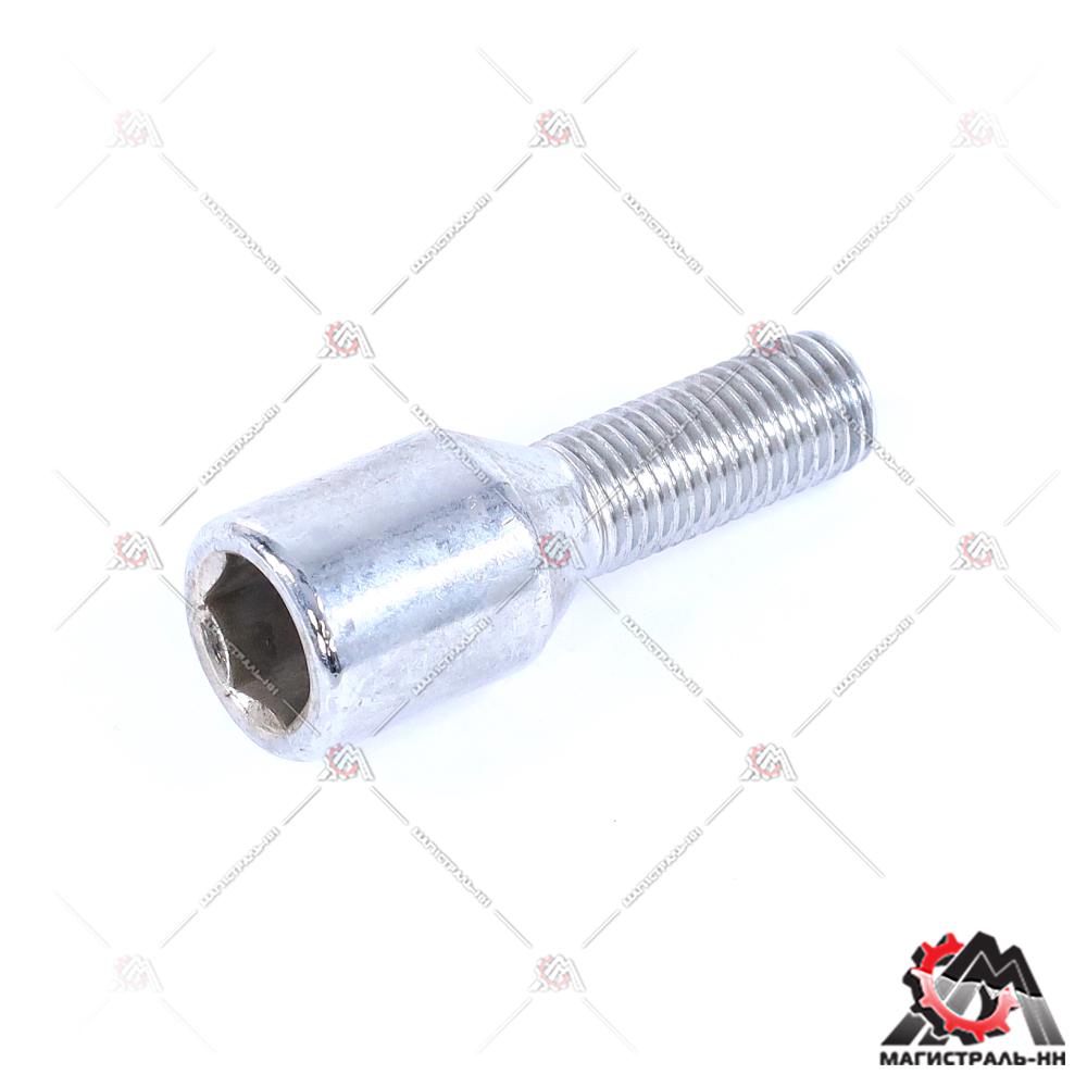 Болт колесный M12X1,50X28 Хром Конус, Dголовы=20мм, внутр. шестигранник 12мм VHE20A28 Cr (Матрикс)