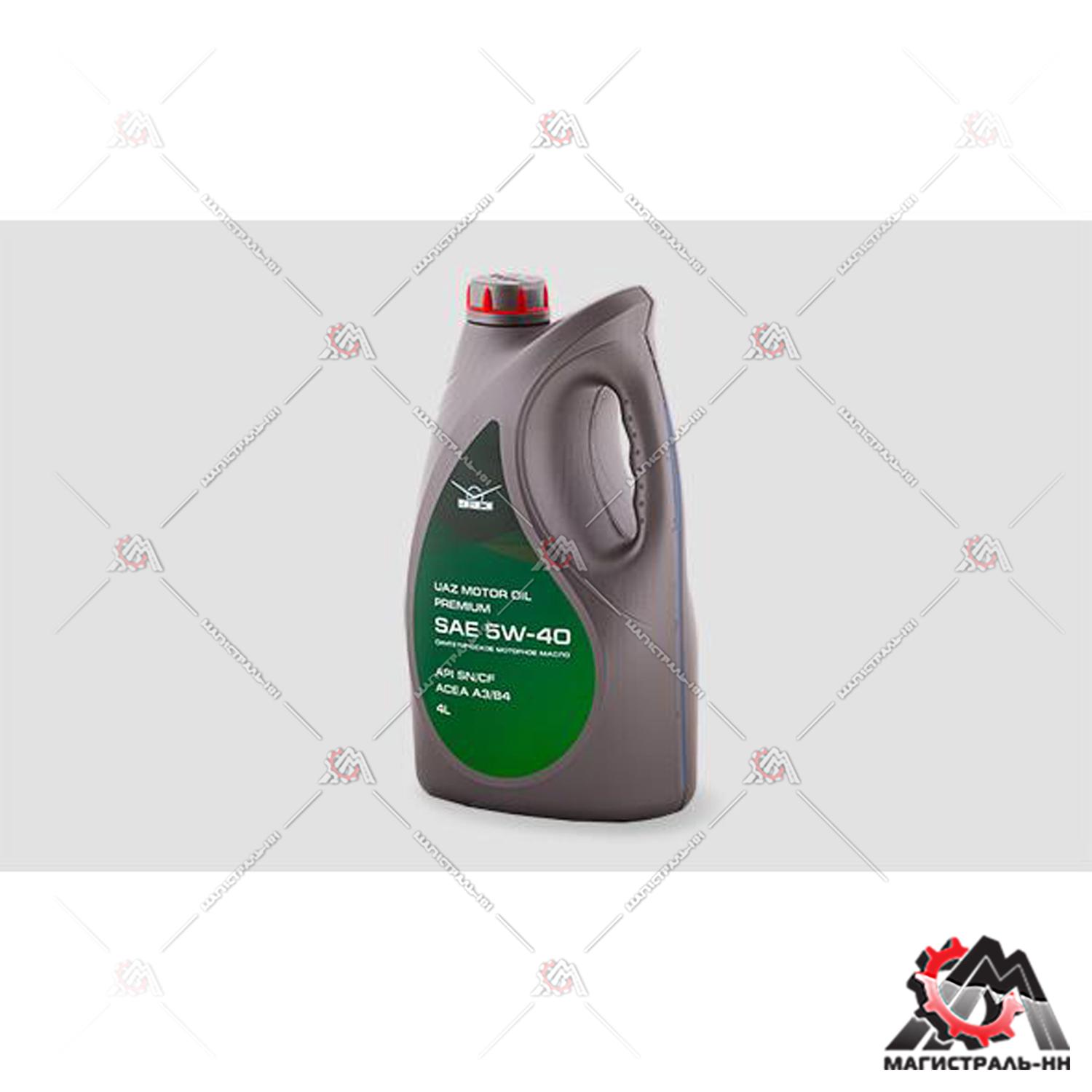 Масло УАЗ моторное MOTOR OIL PREMIUM 5W-40, 4л (синтетика)