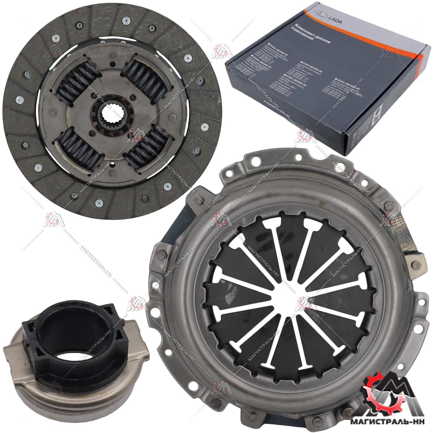Пакет сцепления (корзина, диск, подш.) ВАЗ-2190,Lada X-RAY (под КПП с тр.прив.) (фирм.упак. Лада)