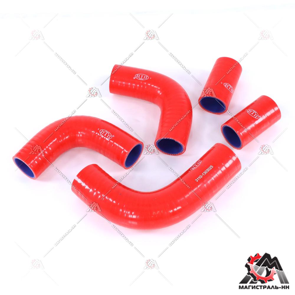 Патрубки радиатора Г-3110 дв.406 (к-т 5 шт.) красный силикон 4 слоя ПТП64