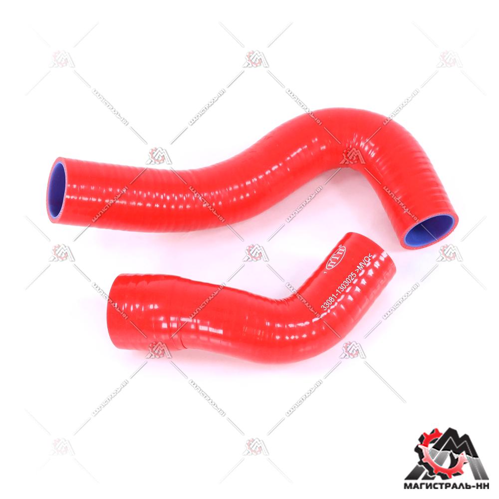 Патрубки радиатора Г-3308,3309 (кт.2 шт.) красный силикон 4 слоя (ПТП64)