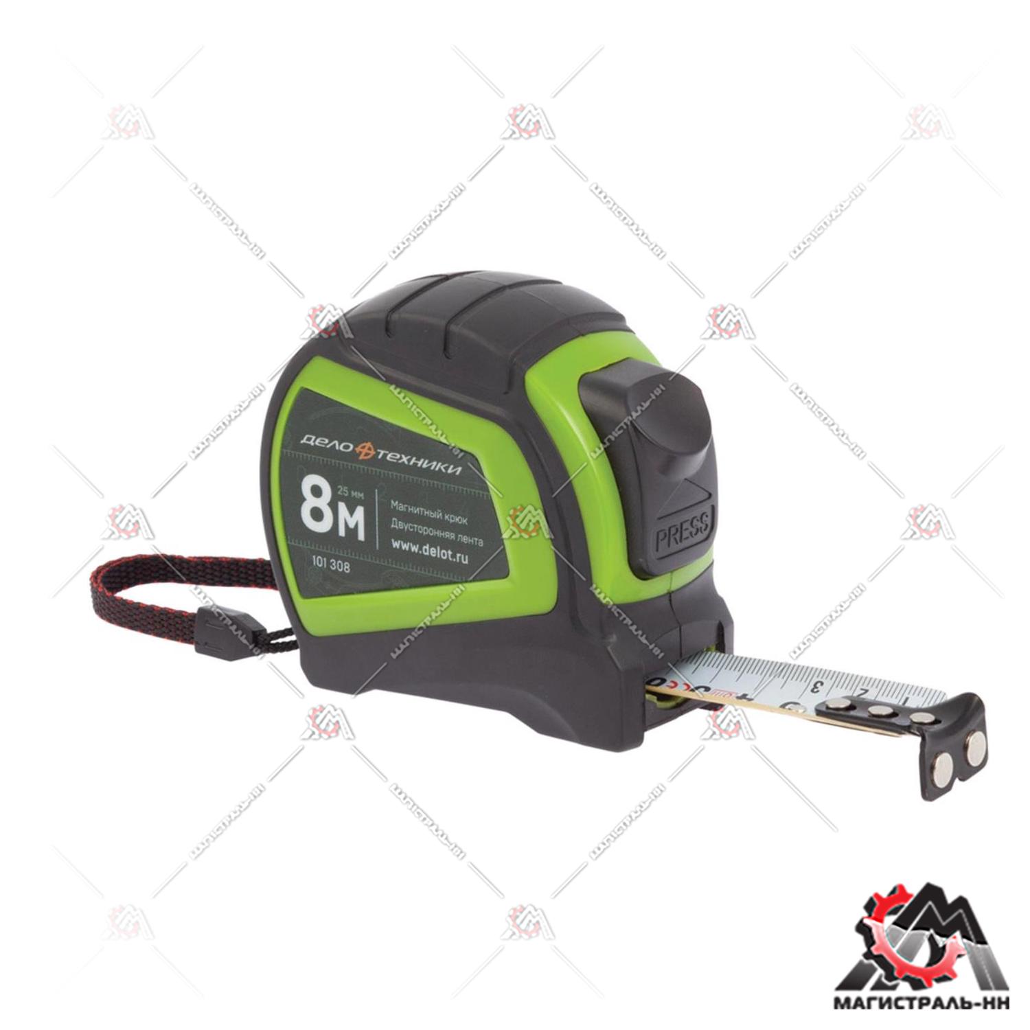 Рулетка 8 м в обрезиненном корпусе ДТ