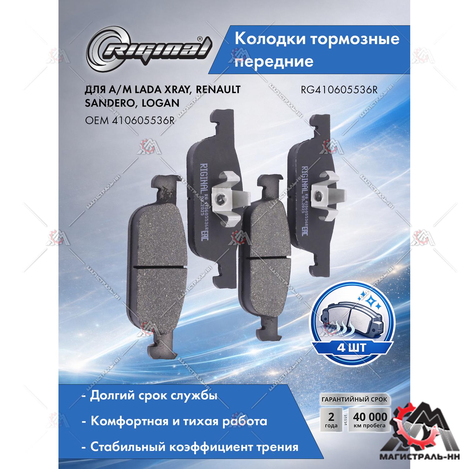 Колодка тормозная передняя (кт.4шт.) LADA X-Ray/Renault Sandero/SanderoII/Logan ll RIGINAL