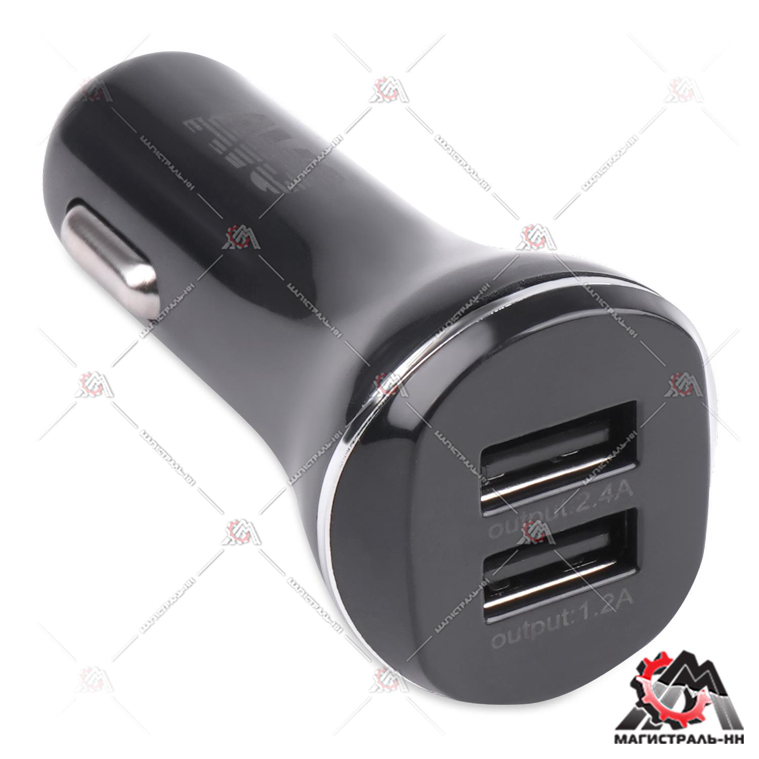 Устройство зарядное автомобильное AVS USB (2 порта) UC-322 (2,4А) (Black Edition)