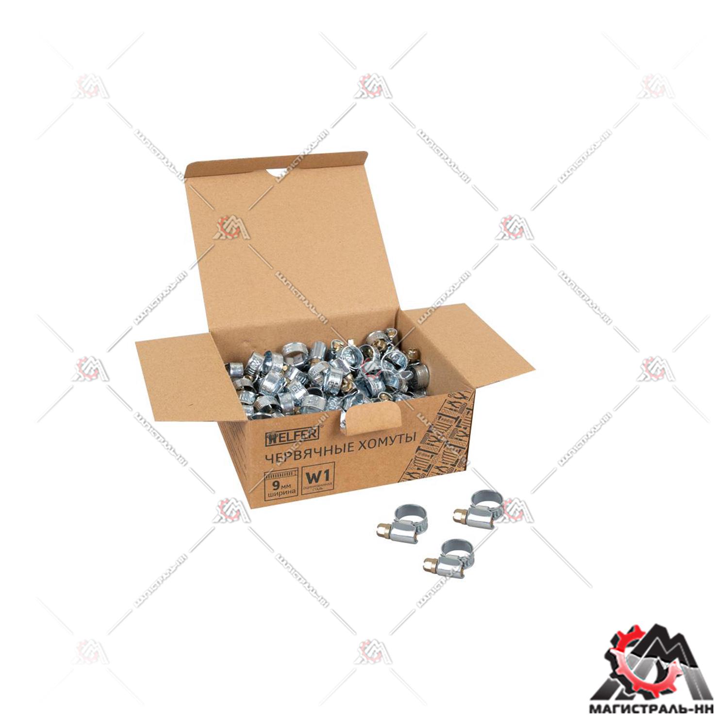 Хомут 8х12 мм W1 оцинкованная сталь HELFER