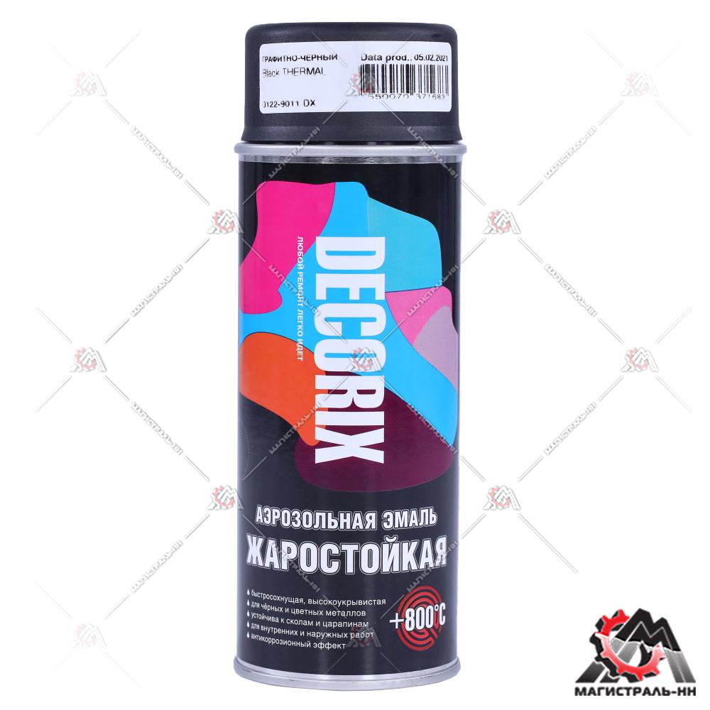 Эмаль жаростойкая +800 DECORIX, 520 мл, графитово-черный RAL 9011