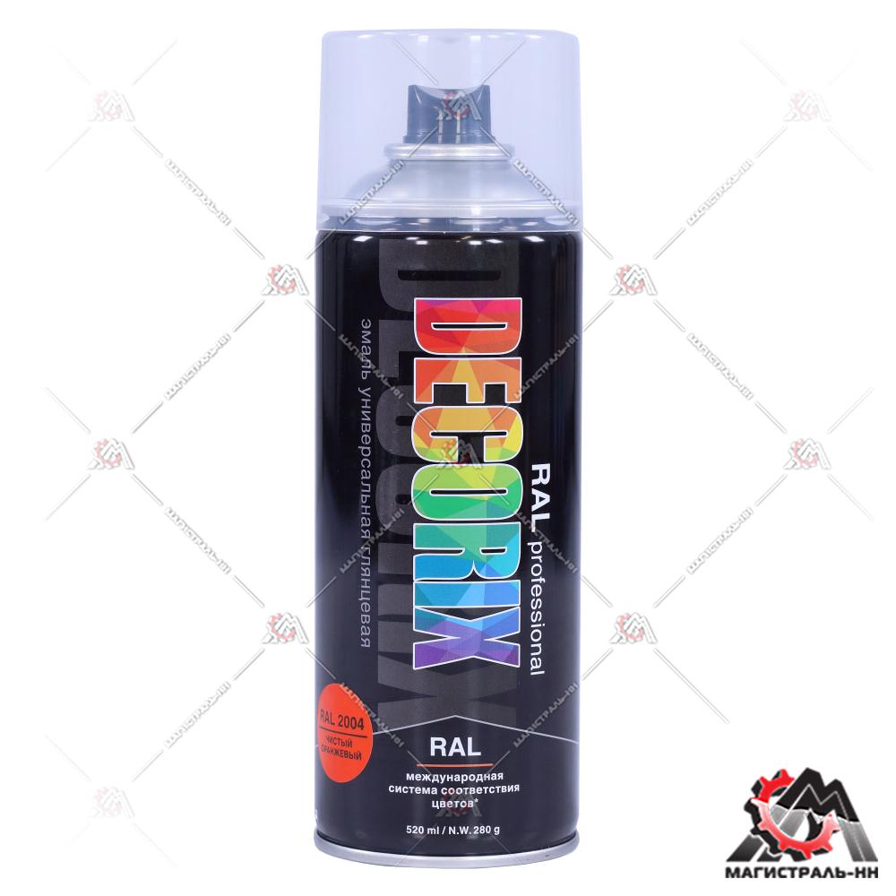 Эмаль универсальная RAL PROFESSIONAL DECORIX, 520 мл, RAL 2004, чистый оранжевый